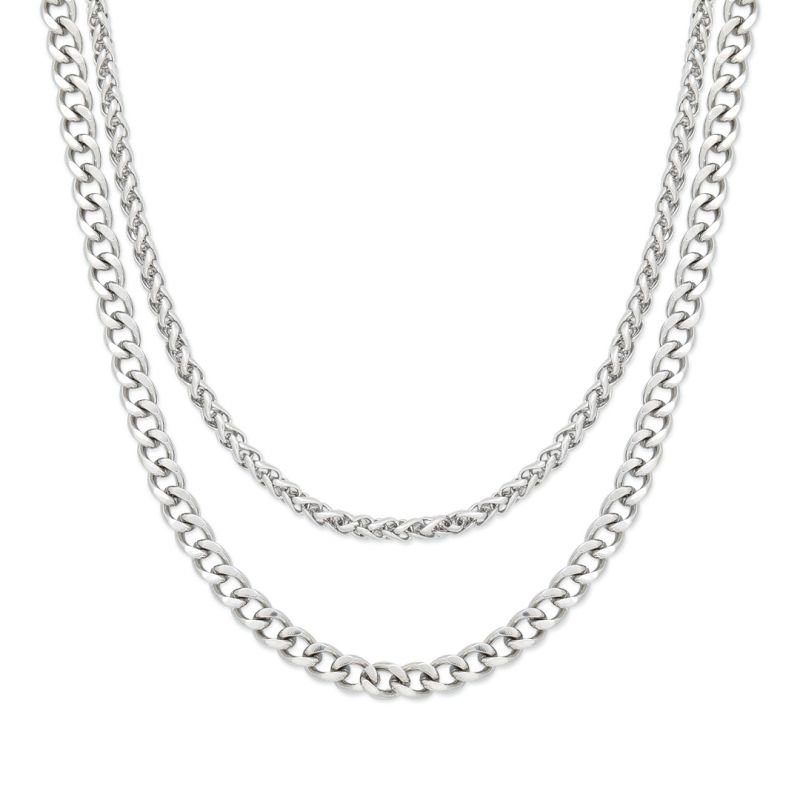 5mm Cuban + 3mm Franco Solid 925 Sterling Silver Chain Set