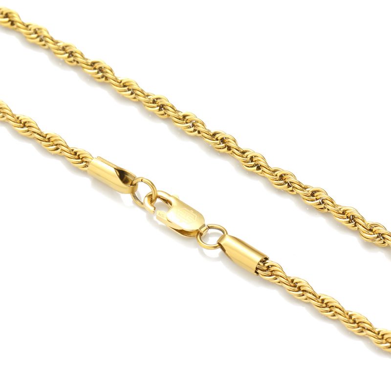 3mm 2 Rope Solid 925 Sterling Silver Chain Set in Gold