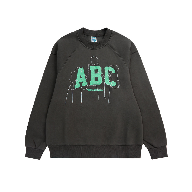 Cracked Lettering Fringed Embroidered Sweatshirt