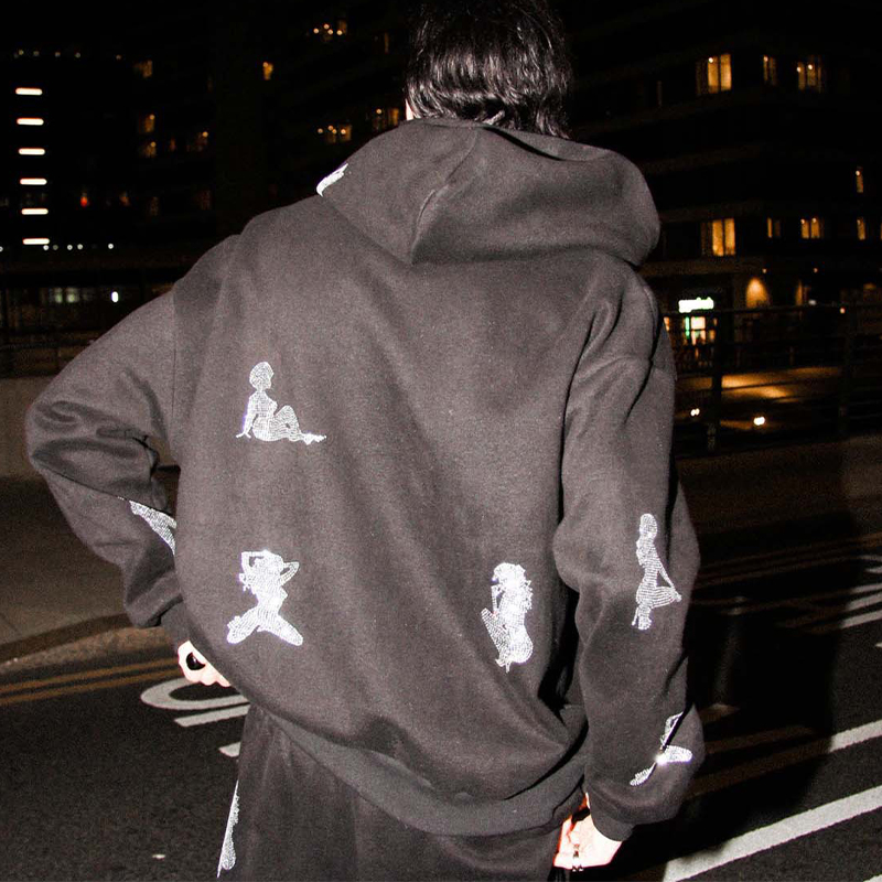 Fashion Rhinestone Hooded Pullover Sweatshirt Fashion Rhinestone Hooded Pullover Sweatshirt