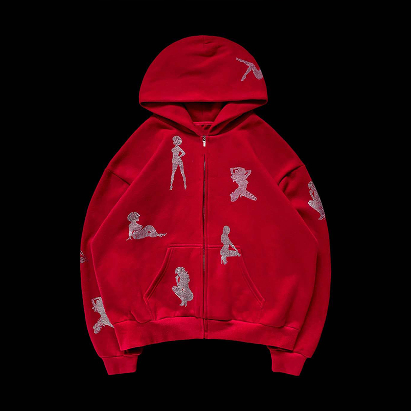 Fashion Rhinestone Hooded Pullover Sweatshirt Fashion Rhinestone Hooded Pullover Sweatshirt