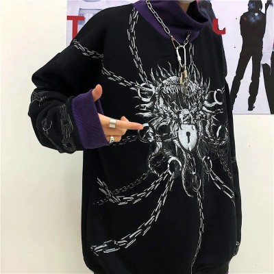 Turtleneck Pullover Goth Print Sweatshirt