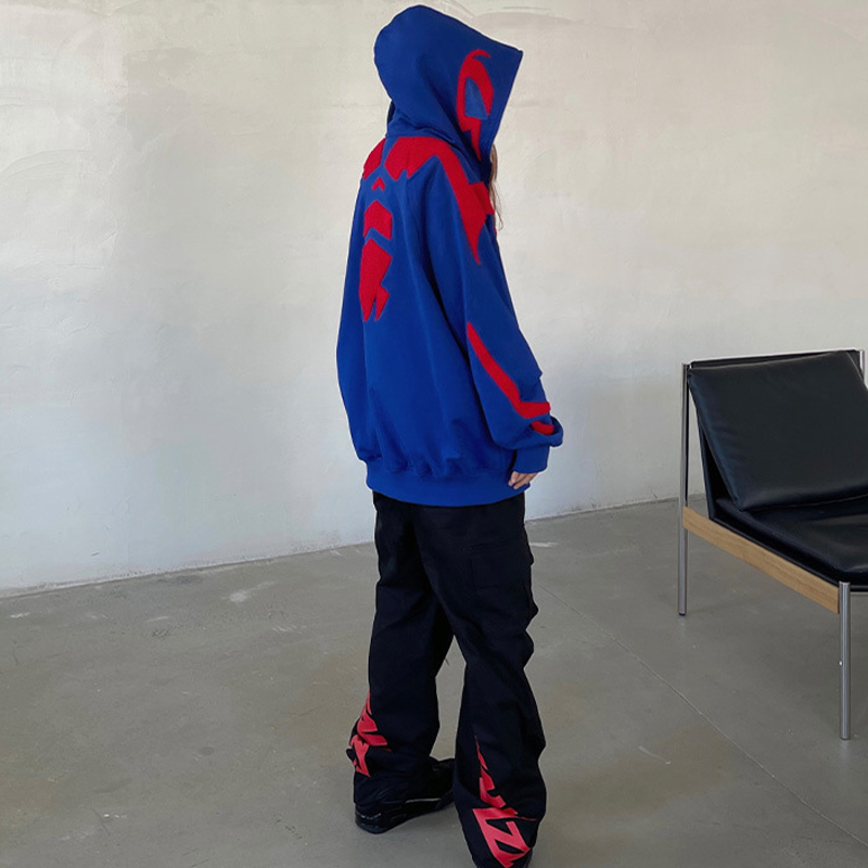 Y2K Spider Embroidery Street Hoodie