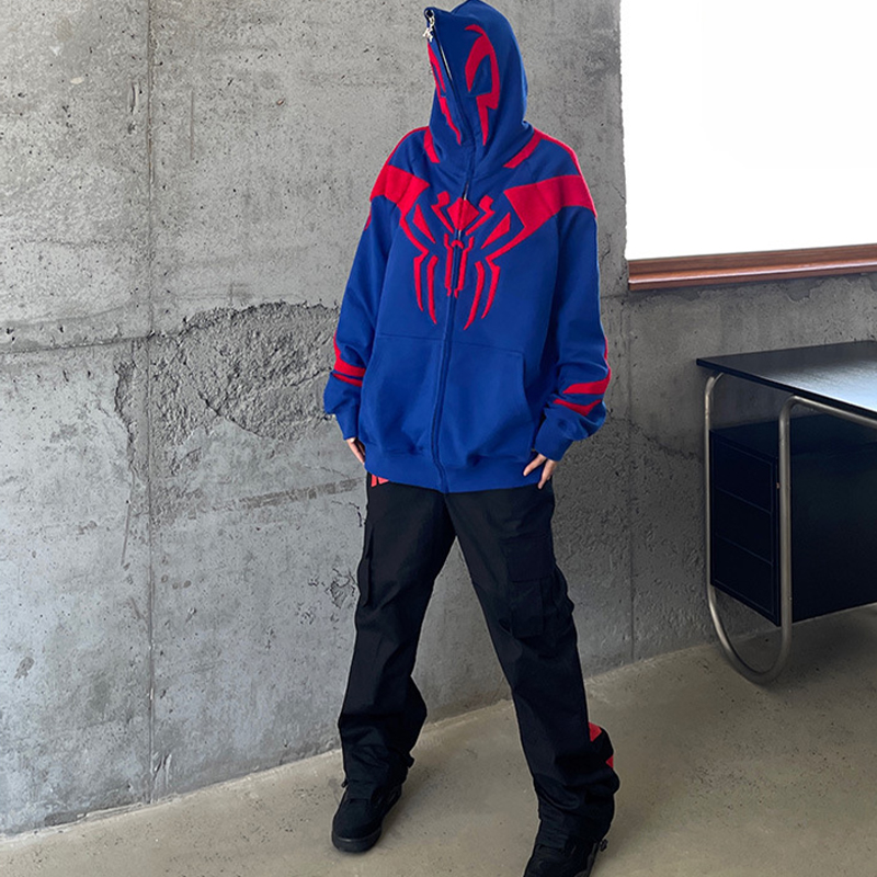 Y2K Spider Embroidery Street Hoodie