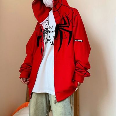 Spider Zipper Hooded Couple Hoodies