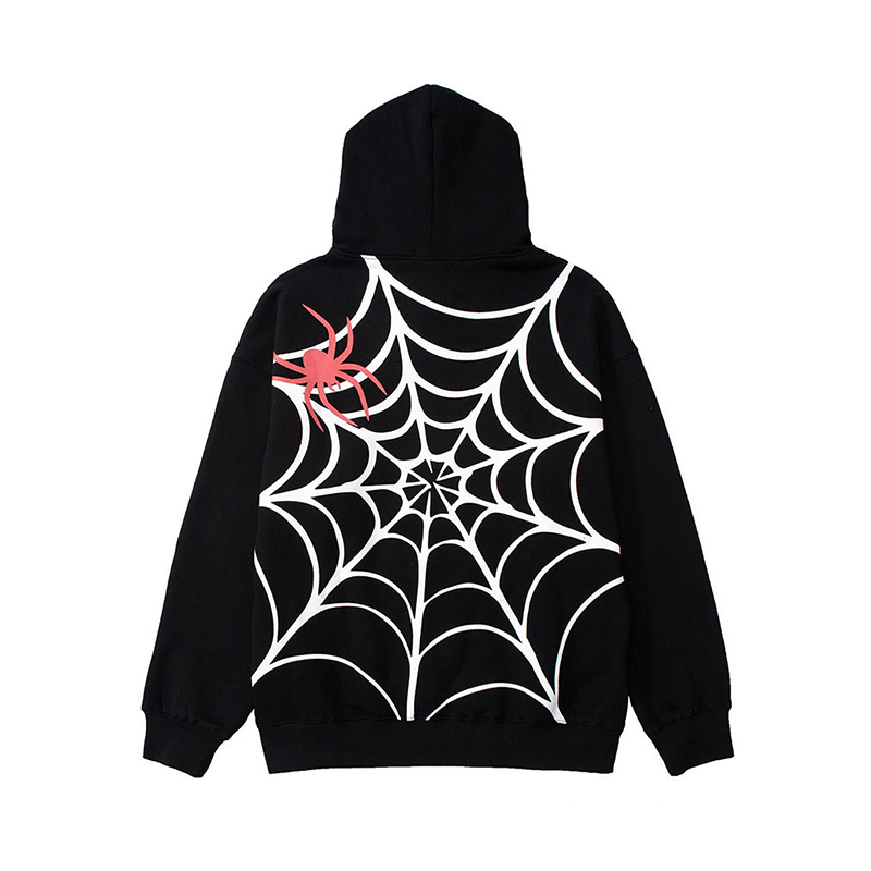 Halloween Spider Print Couple's Fleece Hoodies