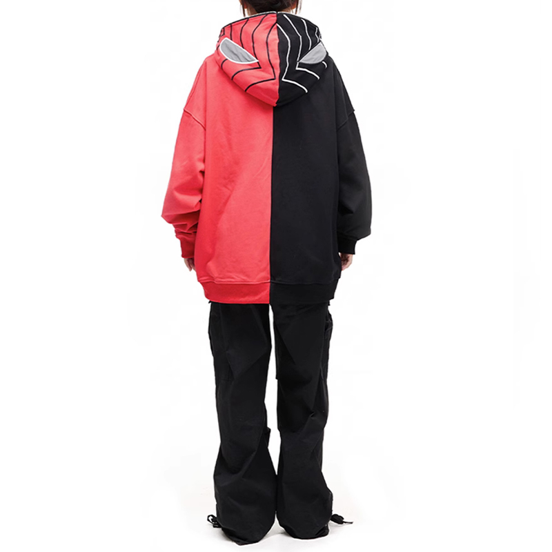 Spider Contrast Zip Y2K Hoodie