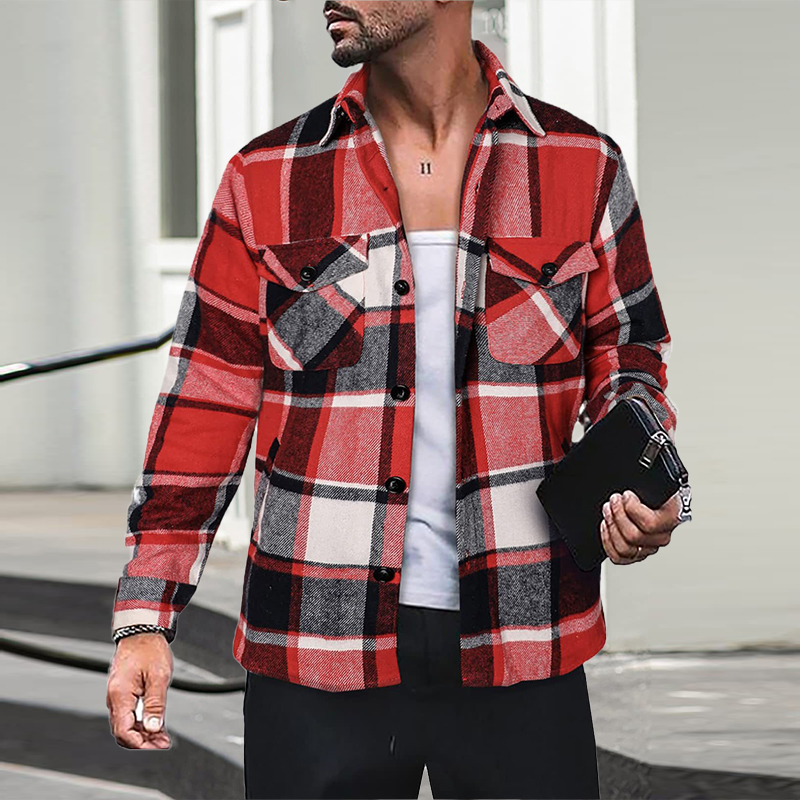 Thin Plaid Shirt Jacket