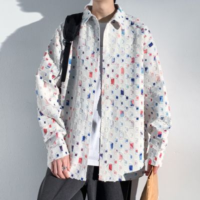 Distressed Checkerboard Light Shirt Jacket
