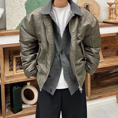 Retro Fake Two-Piece Baseball Cotton Jacket