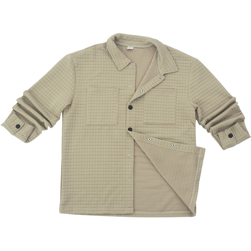 Jacquard Small Checkered Casual Shirt Jacket
