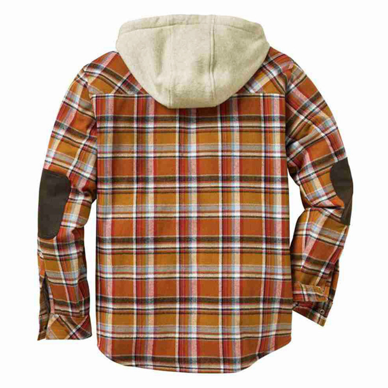 Plaid Print Hooded Shirt Fleece Coat