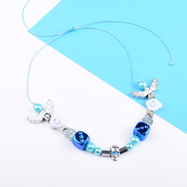 Cloud Blue Dice Pearl Necklace