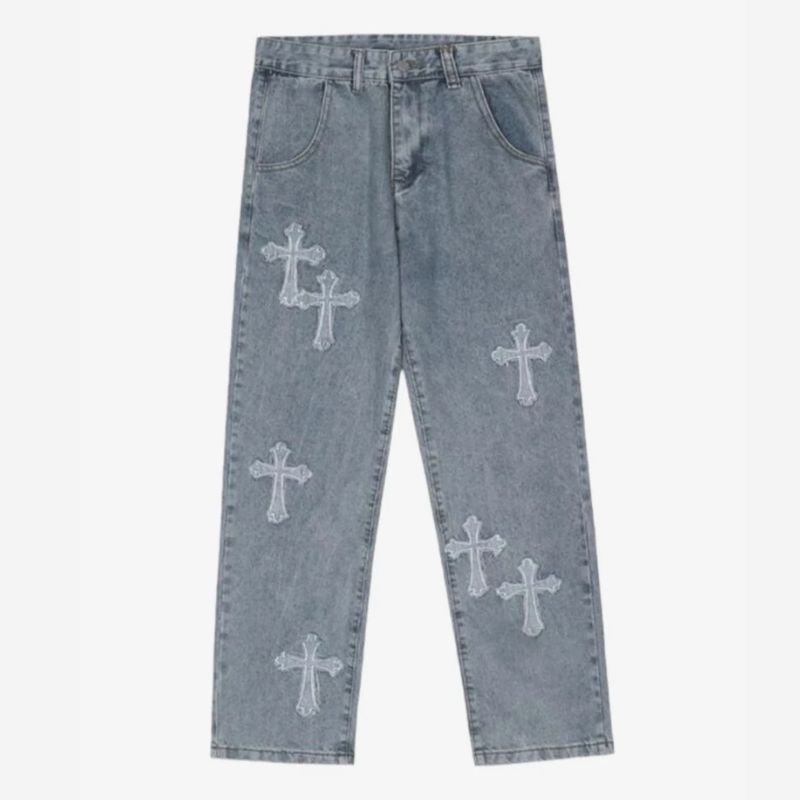 Unisex Cross Patch Jeans