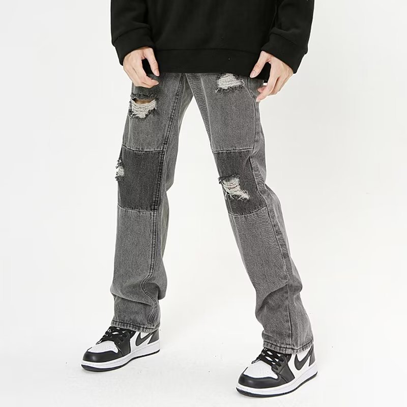 Loose-fit Ripped Straight-leg Jeans