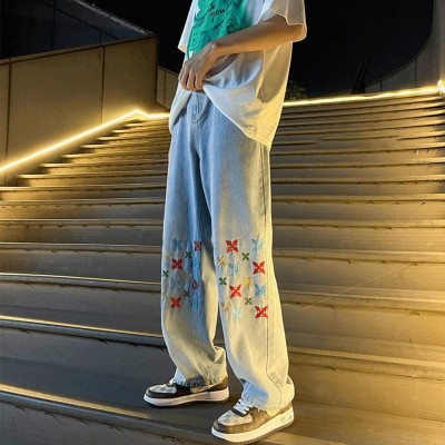 Street Casual Straight Embroidered Jeans
