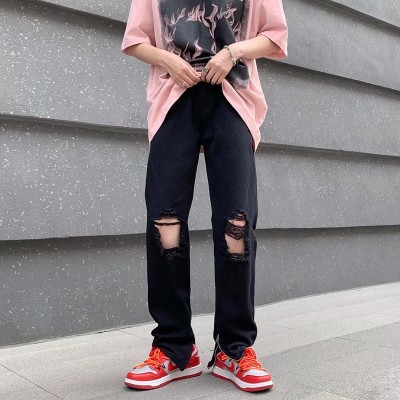 Street Ripped Hip Hop Straight Jeans