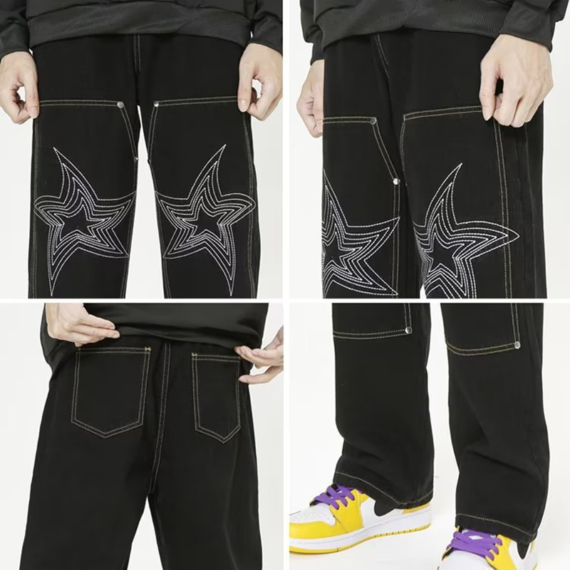 Street Hip Hop Stitching Embroidered Jeans