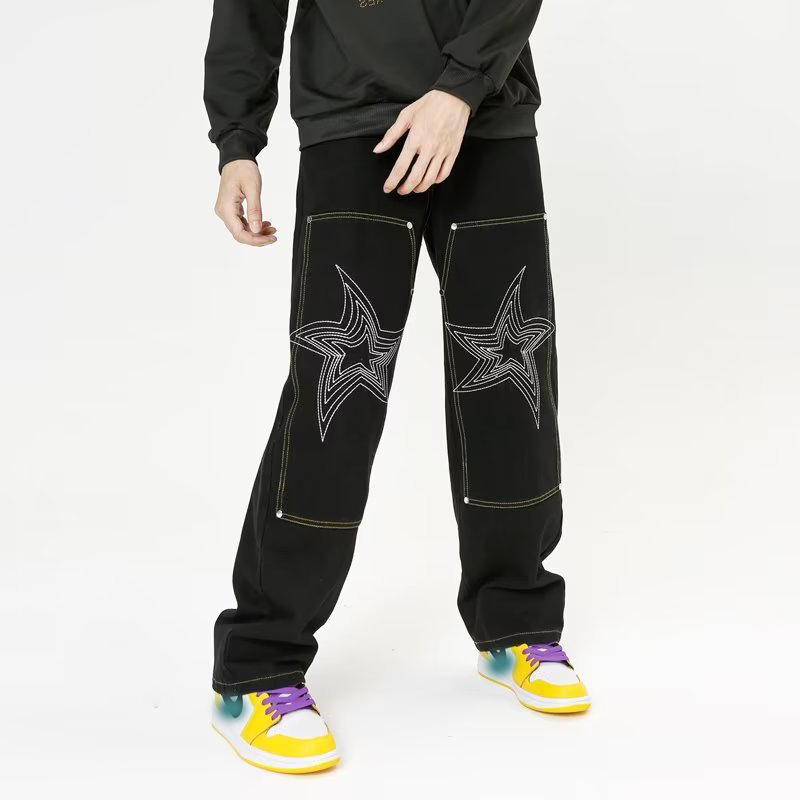 Street Hip Hop Stitching Embroidered Jeans