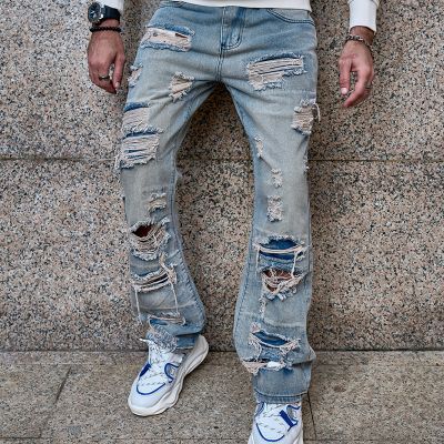 Simple Stretch Ripped Jeans