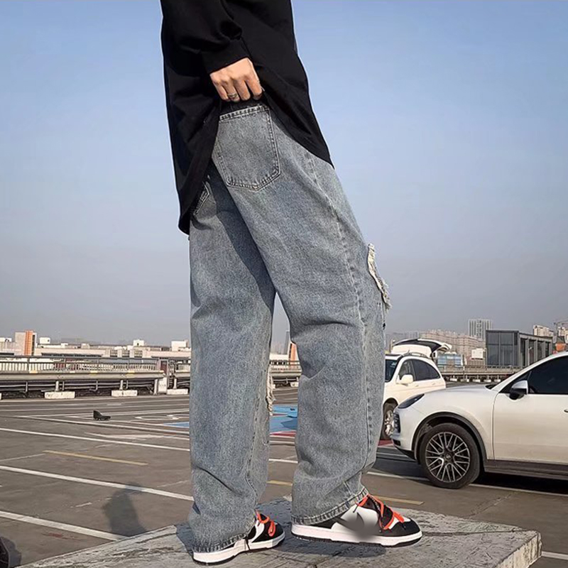 Street Hip Hop Star Patch Embroidered Jeans