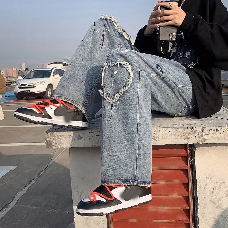 Street Hip Hop Star Patch Embroidered Jeans