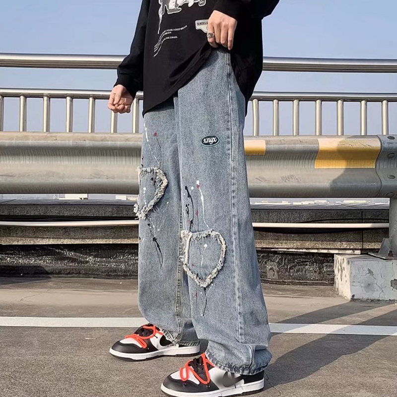 Street Hip Hop Star Patch Embroidered Jeans