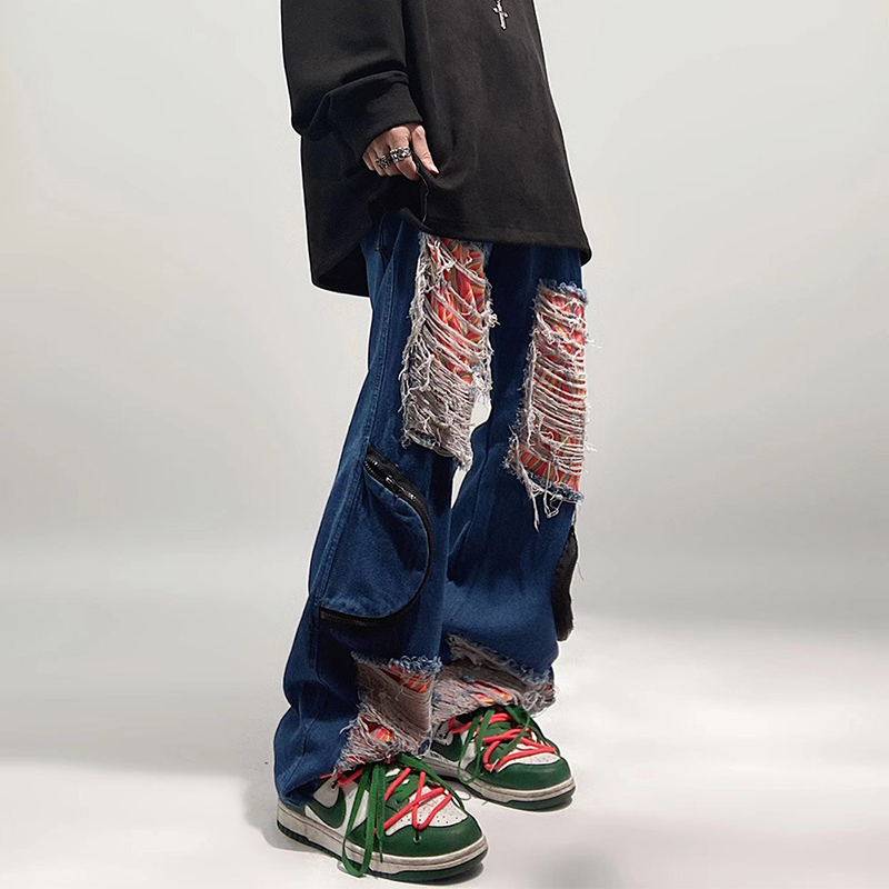 Street Hip Hop Ripped Patch Jeans