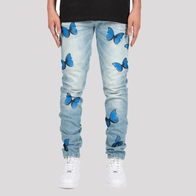 Street Straight Butterfly Print Casual Hip Hop Jeans