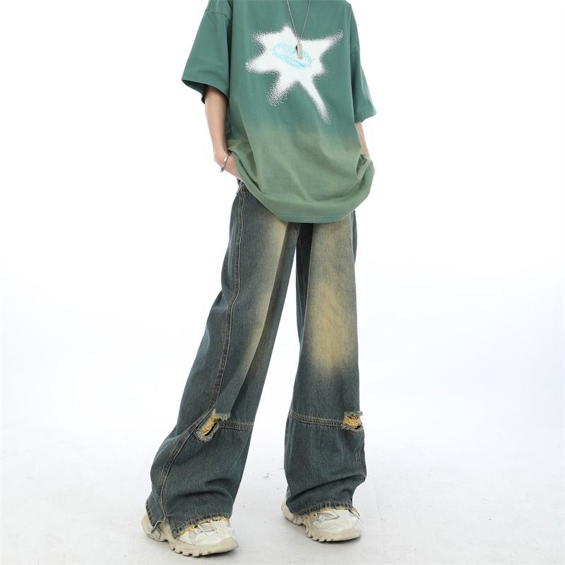 Ripped Contrast Unisex Street Jeans