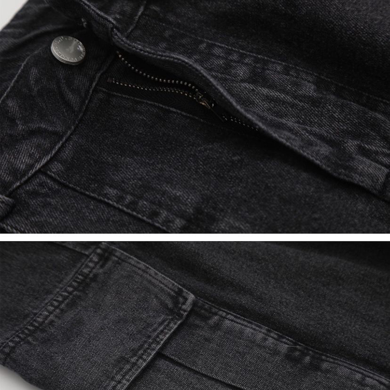 Vintage Wash Oversized Pocket Straight Jeans