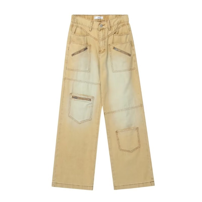 Washed Vintage Panel Straight Jeans