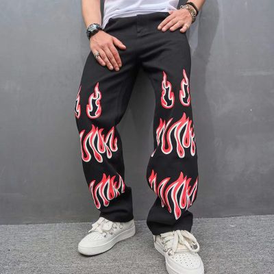 Flame Graffiti Street Stretch Jeans