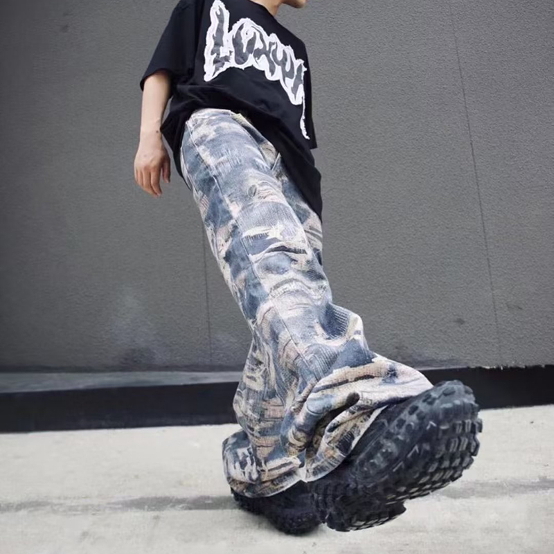 Printed Street Ripped Jeans