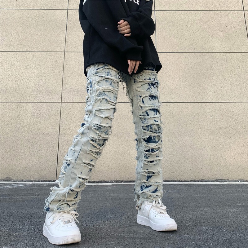 Street Slim Frayed Panel Jeans