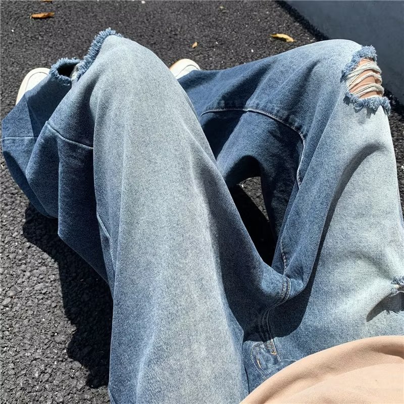 Street Straight Ripped Jeans