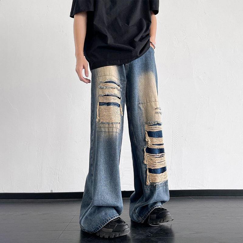 Vintage Street Patch Ripped Jeans