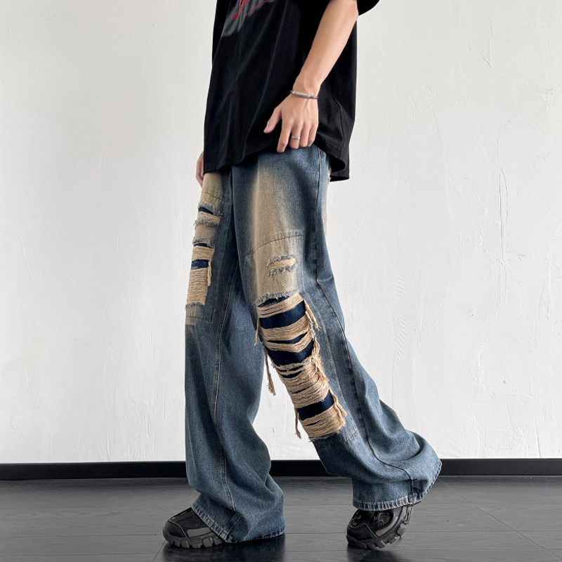 Vintage Street Patch Ripped Jeans