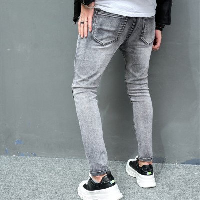 Ripped Solid Color Slim Jeans