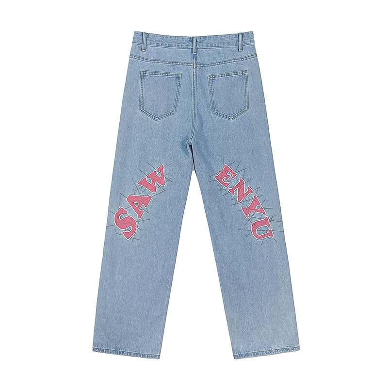 Street Straight Embroidered Jeans