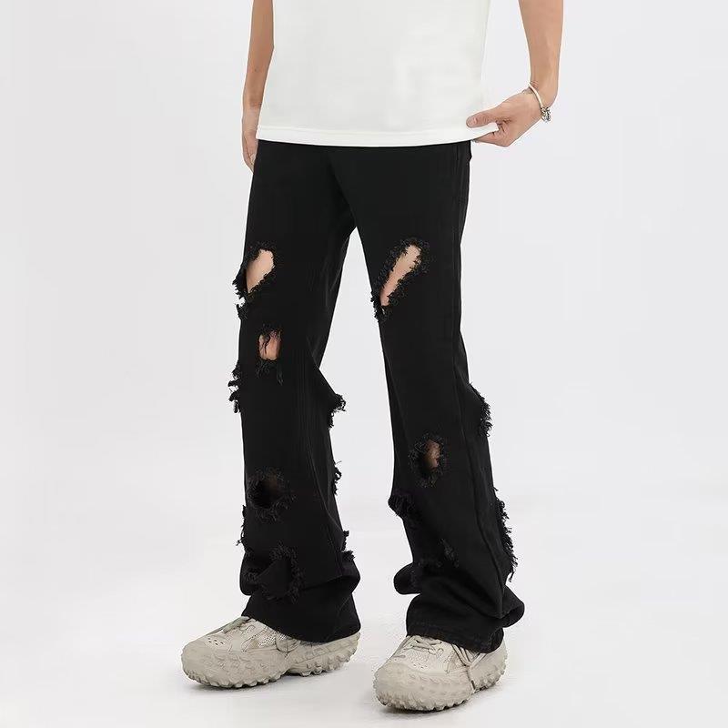 Vintage Destroyed Flared Black Jeans