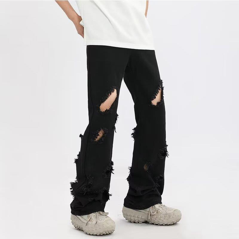 Vintage Destroyed Flared Black Jeans