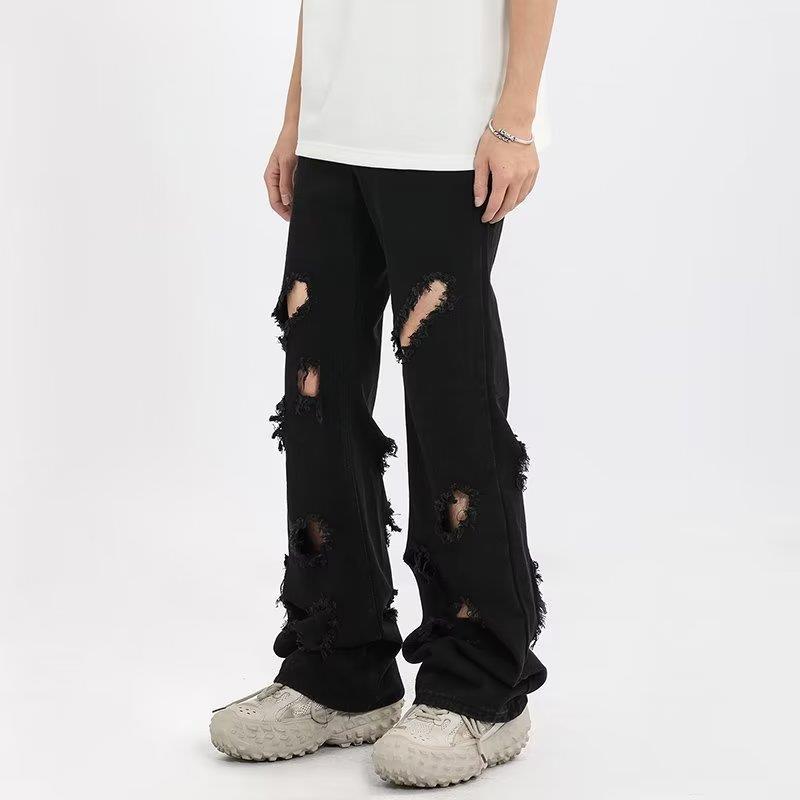 Vintage Destroyed Flared Black Jeans