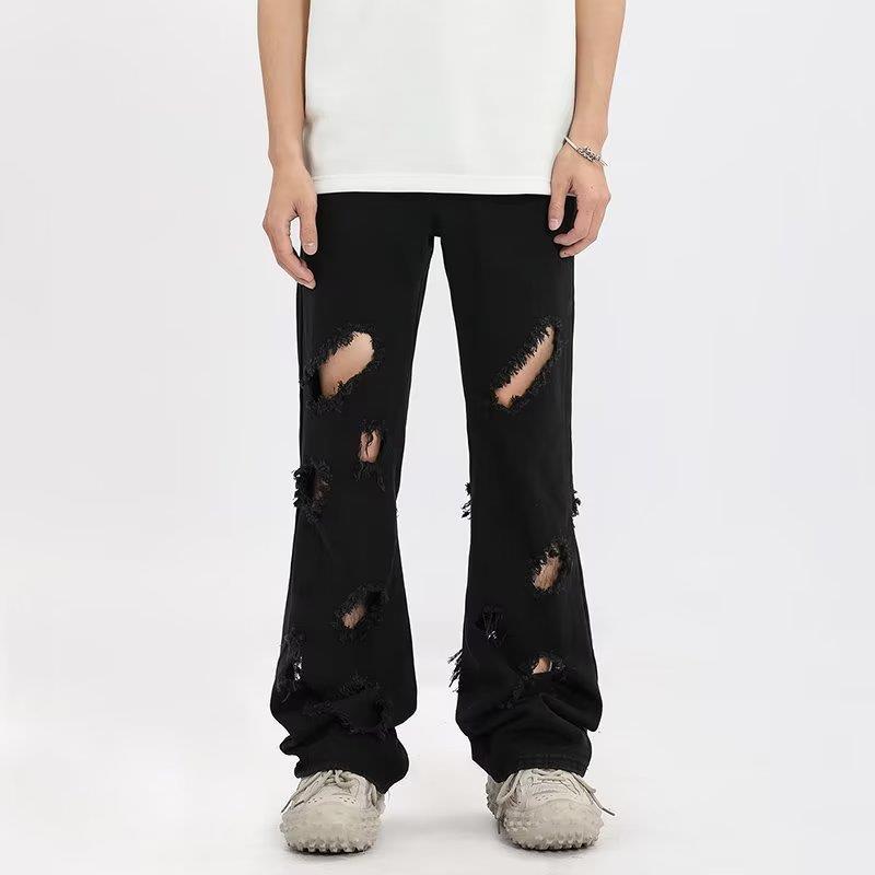 Vintage Destroyed Flared Black Jeans