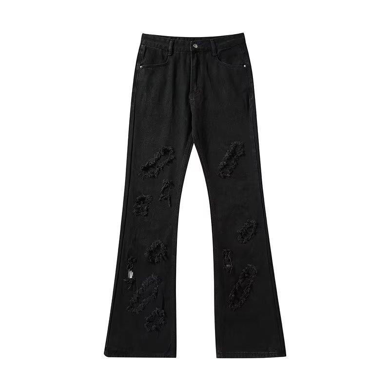 Vintage Destroyed Flared Black Jeans