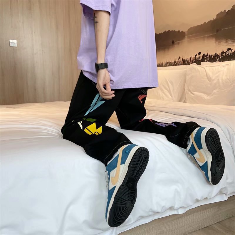 Hip Hop Lightning Print Jeans