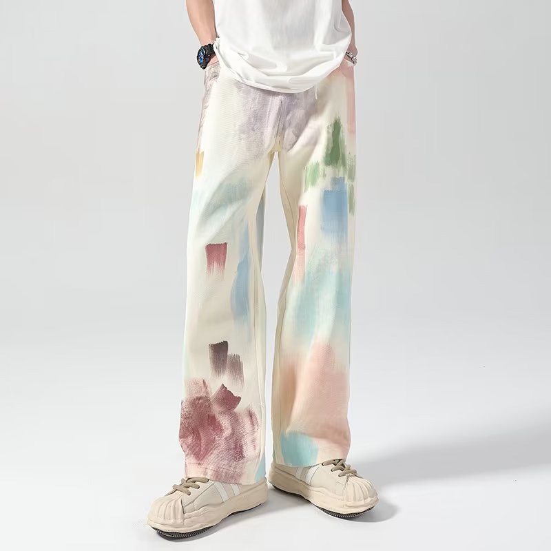 Painted Graffiti Print Colorful Jeans