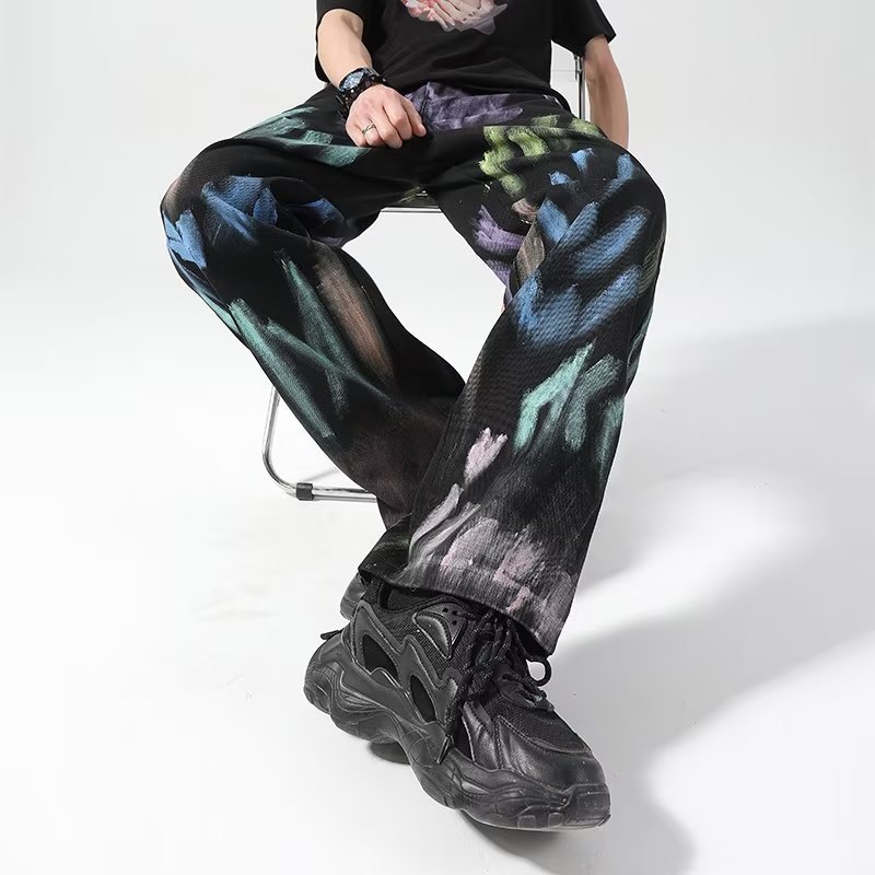 Painted Graffiti Print Colorful Jeans