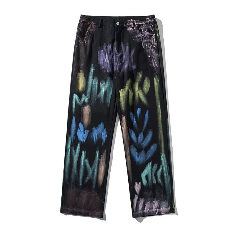 Painted Graffiti Print Colorful Jeans