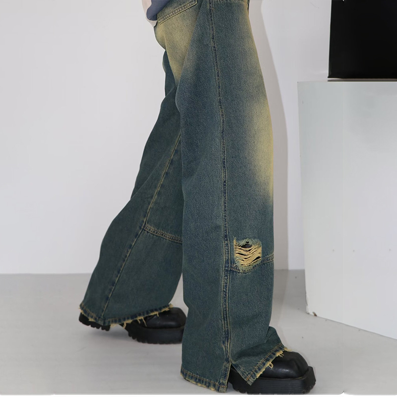 Frayed Distressed Vintage Loose Fit Jeans